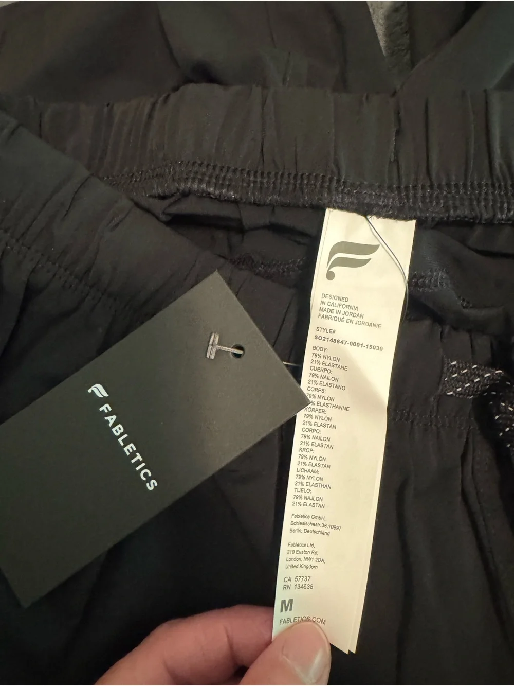 Men's Fabletics NWT Black Athletic Shorts, Size Medium